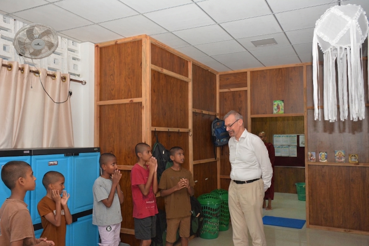 French Ambassador Rémi Lambert visiting children at the Noble Hearts project facility in Sri Lanka