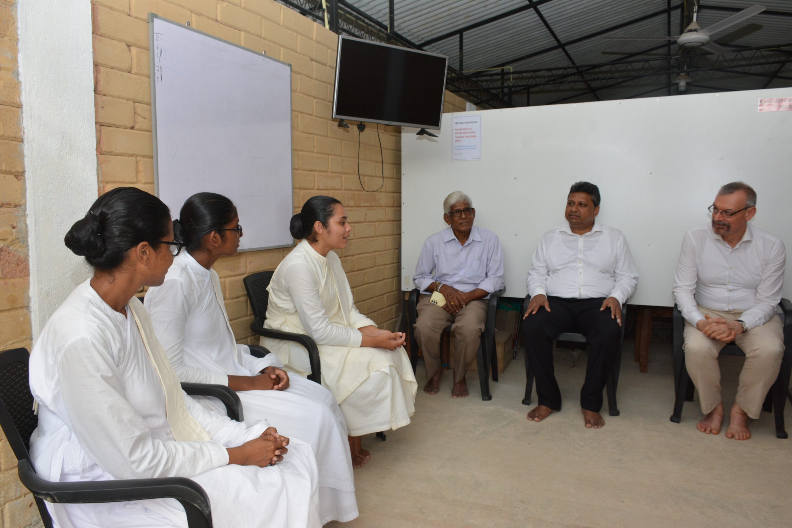 French Ambassador Rémi Lambert in a language learning discussion with students at Vimukthi Foundation