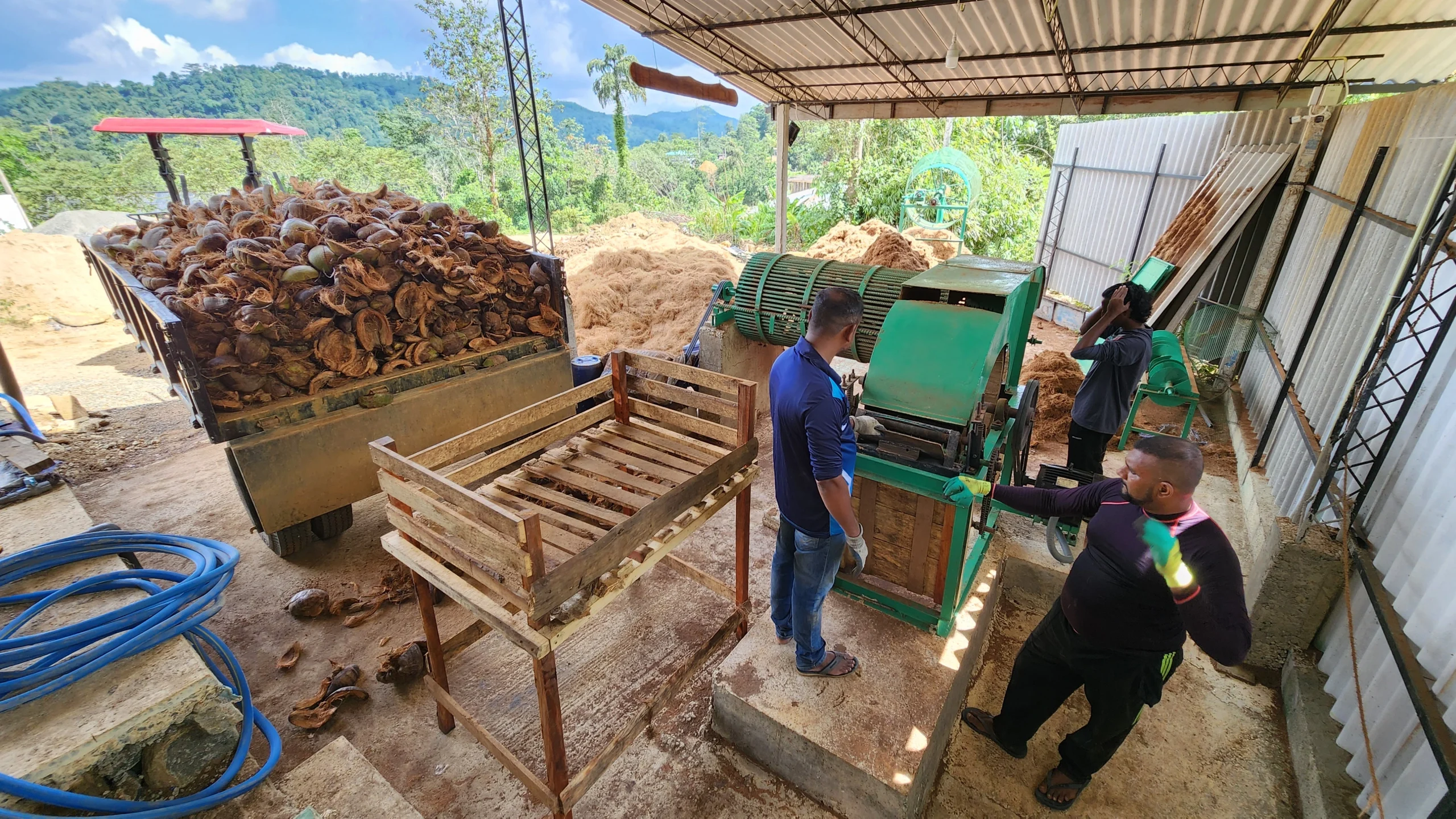 Making cocopeat for organic farming